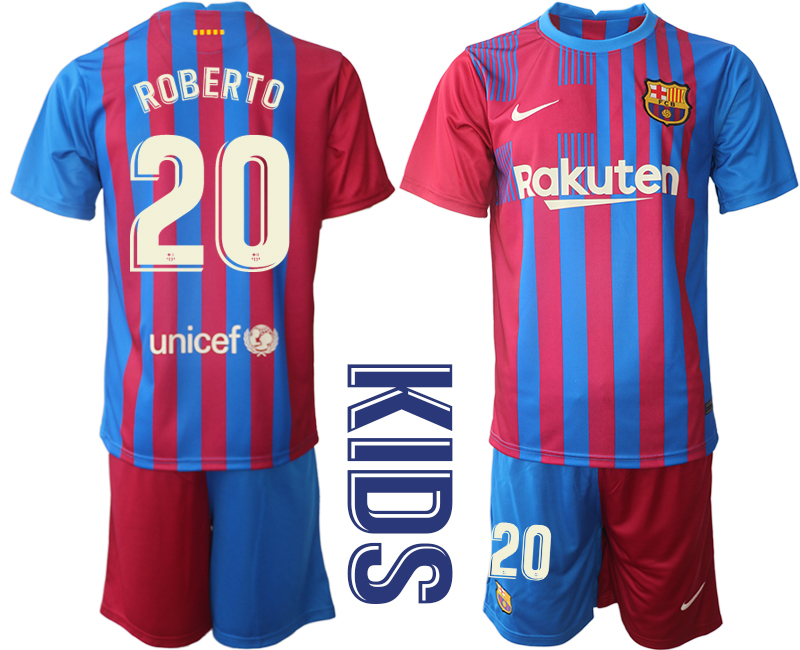 Youth 2021-2022 Club Barcelona home red #20 Nike Soccer Jerseys